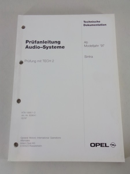 Werkstatthandbuch Prüfanleitung Opel Sintra Audio-Systeme ab Modleljahr 1997