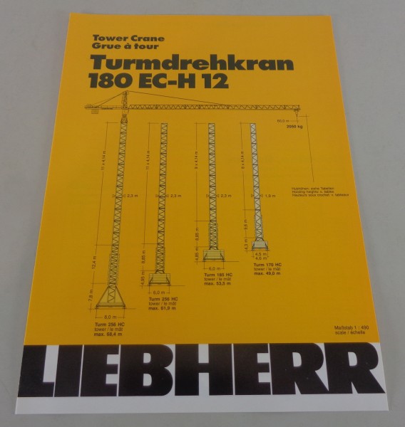 Datenblatt / Technische Beschreibung Liebherr Turmdrehkran 180EC-H12 von 03/1992