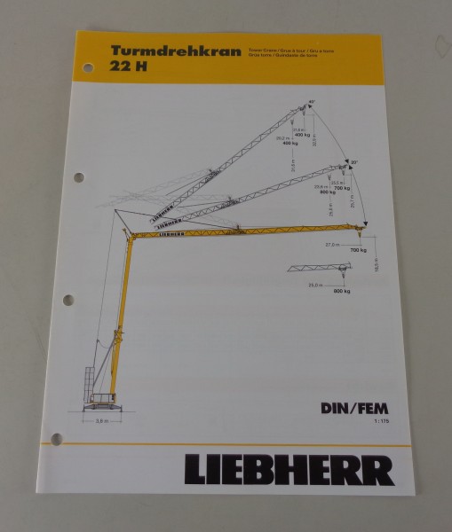 Datenblatt / Technische Beschreibung Liebherr Turmdrehkran 22 H von 04/2006