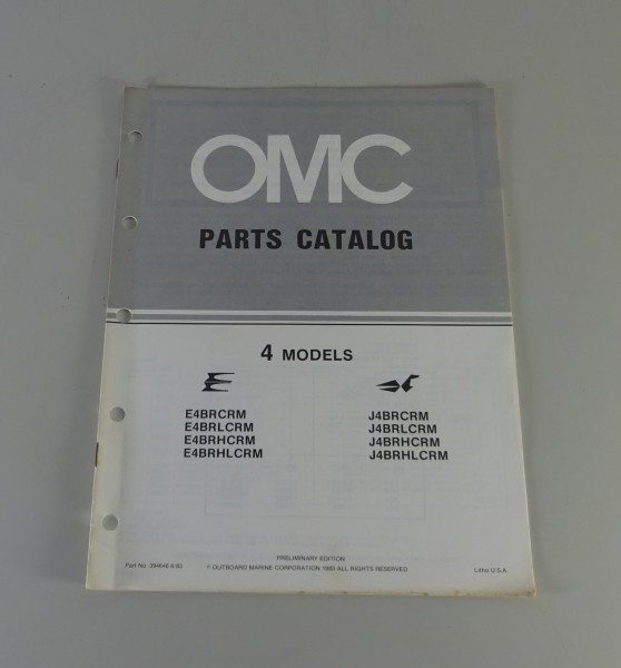 Teilekatalog OMC Evinrude / Johnson Outboards 4 PS Models Stand 08/1983