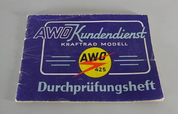 Serviceheft / Scheckheft / Durchprüfungsheft Motorrad Simson AWO 425 1959 blanko