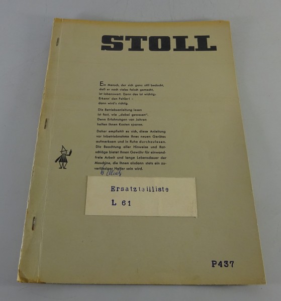 Teilekatalog Stoll Landpfleger L61 Stand 04/1964