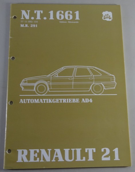 Werkstatthandbuch / Reparaturanleitung Renault 21 Automatikgetriebe AD4 Stand 91