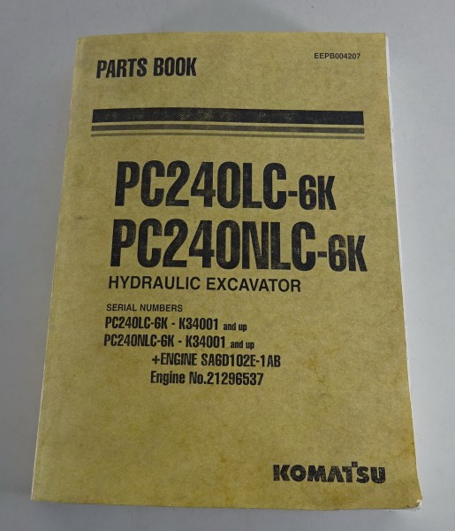 Parts Catalogue Komatsu Hydraulik Hydraulikbagger PC240LC-6K PC240NLC-6K