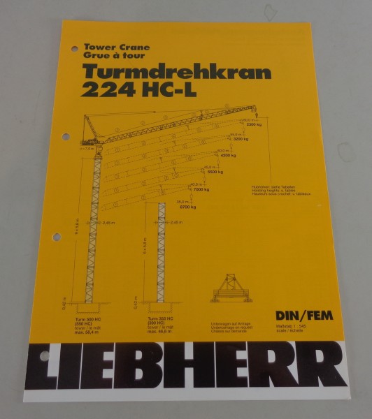 Datenblatt / Technische Beschreibung Liebherr Turmdrehkran 224 HC-L von 03/1997