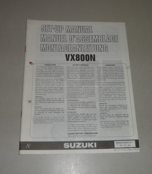 Montageanleitung / Set Up Manual Suzuki VX 800 Stand 05/1991