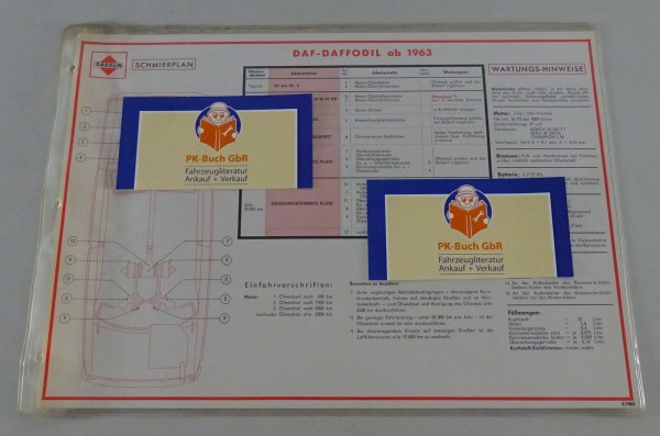 Gasolin Schmierplan für DAF-DAFFODIL ab Baujahr 1963 Stand 04/1965