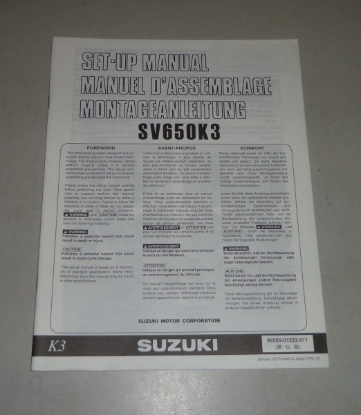 Montageanleitung / Set Up Manual Suzuki SV 650 K Stand 01/2003