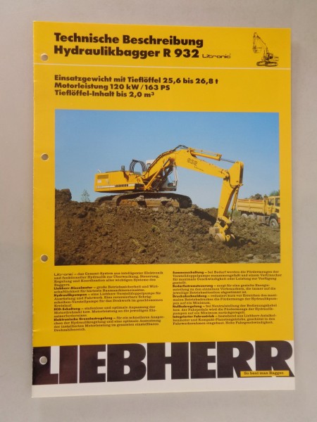 Datenblatt / Technische Beschreibung Liebherr Hydraulikbagger R 932 von 02/1993