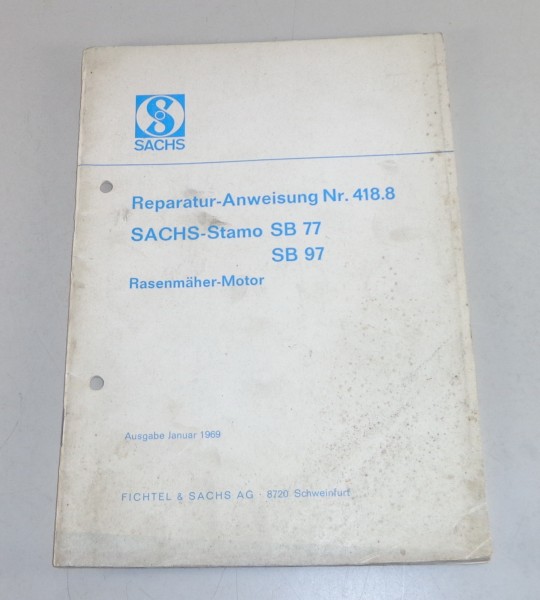 Werkstatthandbuch Sachs Rasemäher Motor Stamo SB 77 / SB 97 Stand 01/1969