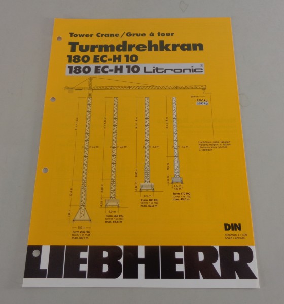 Datenblatt Liebherr Turmdrehkran 180 EC-H 10 / Litronic von 03/1998