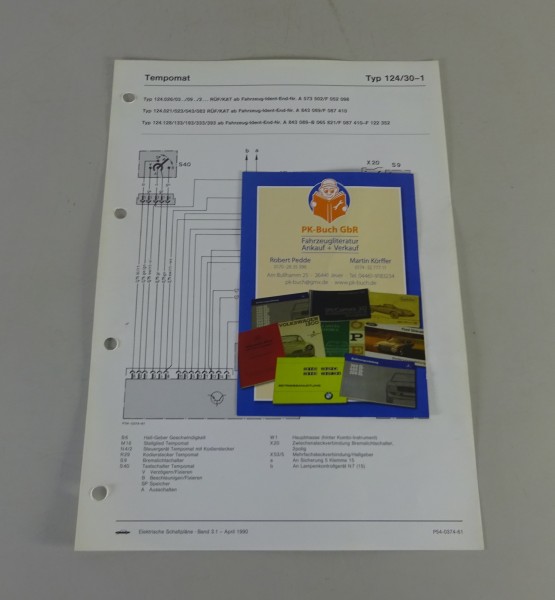 Elektrischer Schaltplan Mercedes-Benz W124 Tempomat Stand 04/1990