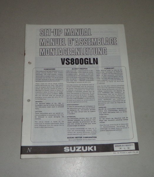 Montageanleitung / Set Up Manual Suzuki VS 800 GL Stand 10/1991