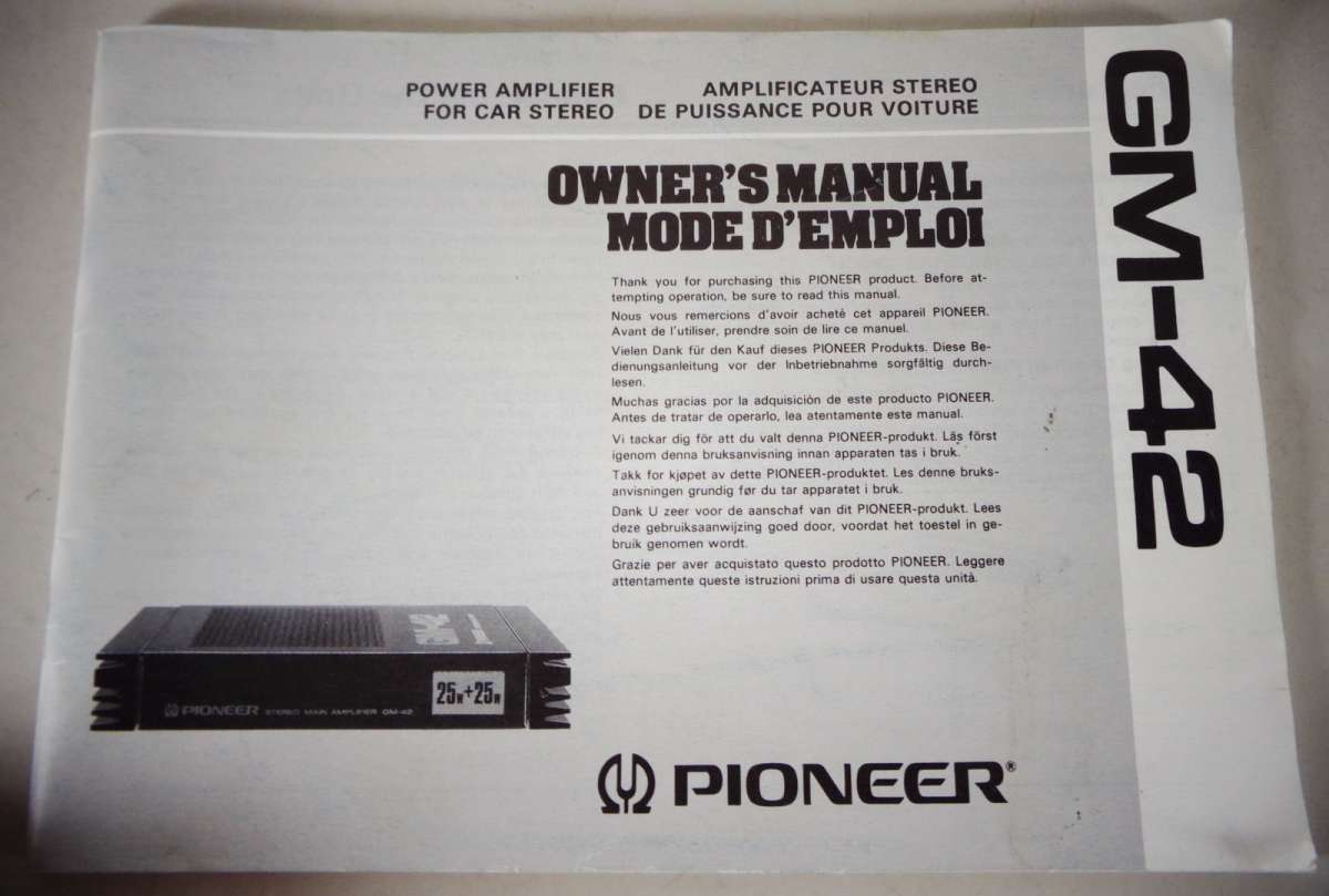 Owner�s Manual / Handbook Pioneer Power Amplifier for Car
