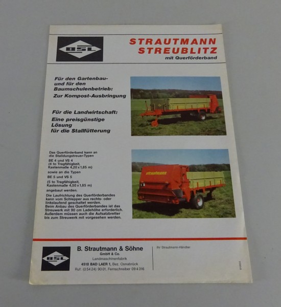 Prospektblatt / Broschüre Strautmann Streublitz BE 4 / 5 + VS 4 / 5