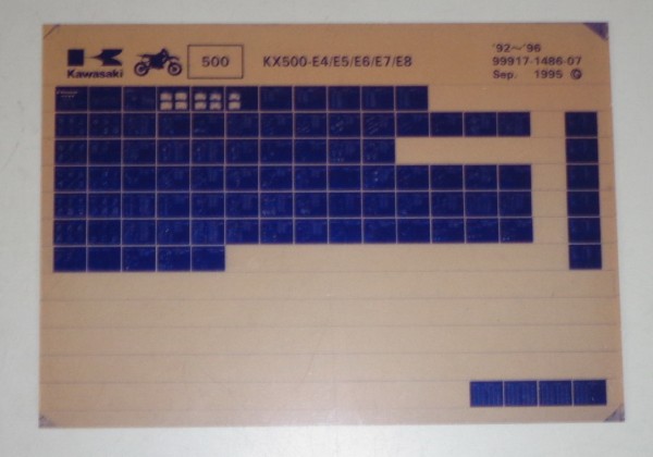 Microfich Ersatzteilkatalog Kawasaki KX 500 E4-E8 Model 1992-96 Stand 09/95