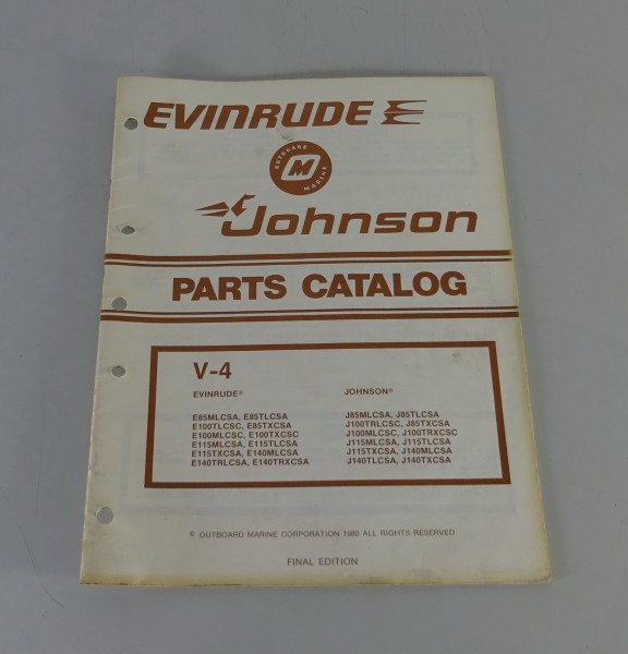 Teilekatalog OMC Johnson / Evinrude 85 / 100 / 115 / 140 PS Models Stand 1980