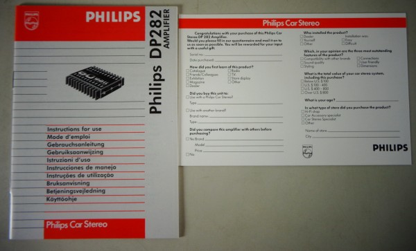 Betriebsanleitung / Owner's Manual Philips DP282 Amplifier Stand 05/1989