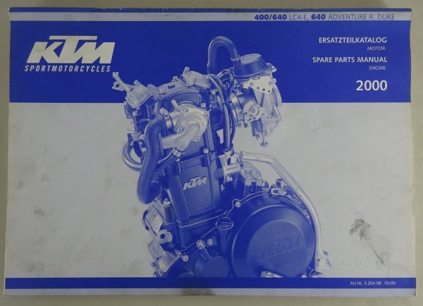 Teilekatalog Motor KTM 400 / 640 LC4-E, 640 Adventure R, Duke Modelljahr 2000
