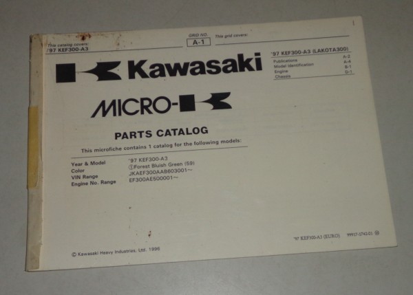 Teilekatalog / Ersatzteilliste / Parts List Kawasaki KEF 300 A 3 von 1997