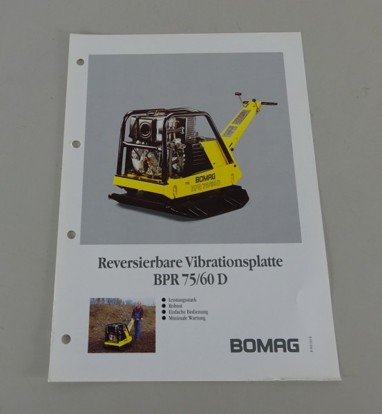 Prospektblatt / Broschüre Bomag Vibrationsplatte BPR 75/60D Stand 06/1992