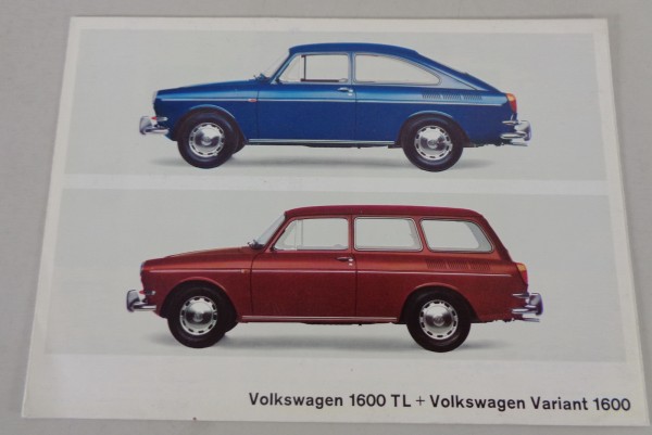 Prospekt / Broschüre VW 1600 TL + Variant Typ 3 Stand 01/1966