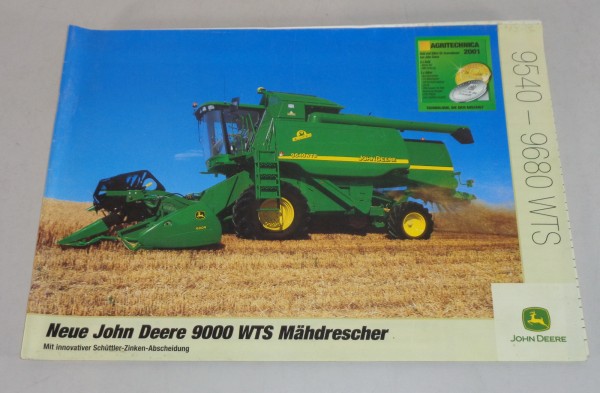 Prospekt / Broschüre John Deere Mähdrescher 9000 WTS 9540-9680 WTS von 09/2001