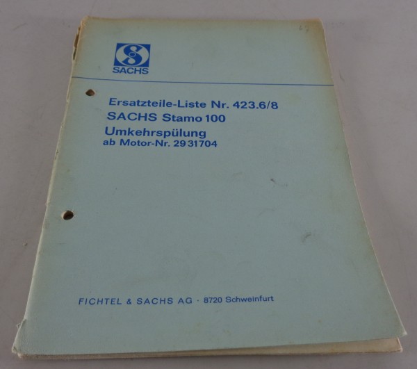 Teilekatalog Sachs Motor Stamo 100 Umkehrspülung Stand 05 / 1967