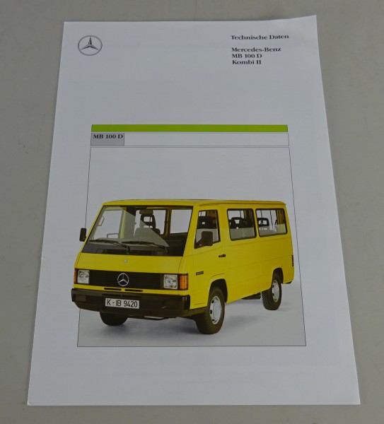 Prospekt / Technische Daten Mercedes-Benz MB 100 D Kombi II Stand 11/1990