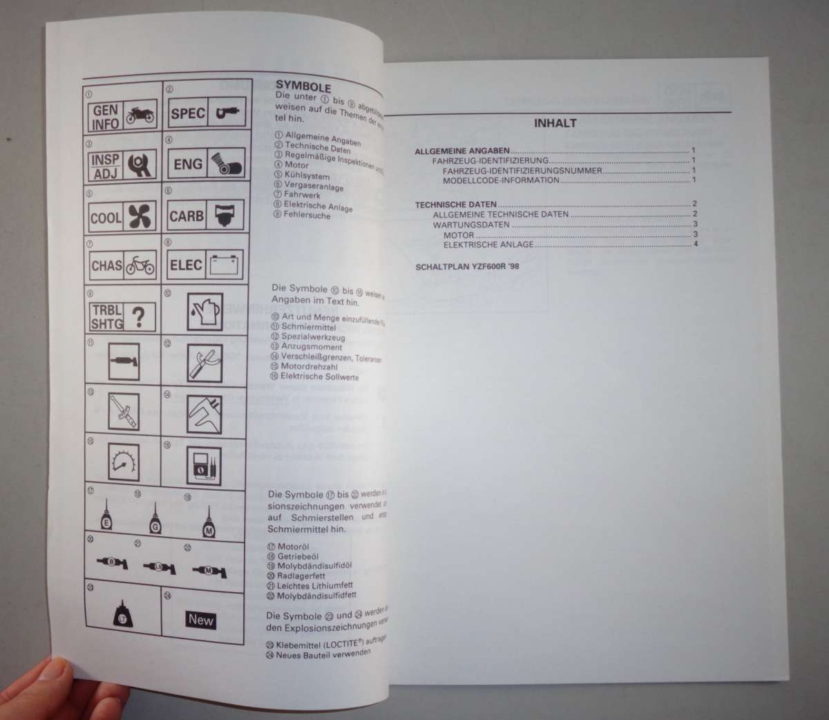 Werkstatthandbuch / Service Information Yamaha YZF 600 R Stand 1998