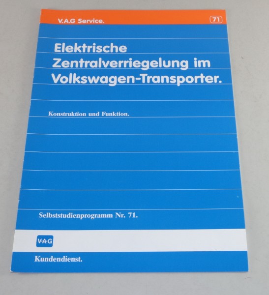 SSP 71 VW Transporter T3 Selbststudienprogramm Zentralverriegelung ZV St. 1986