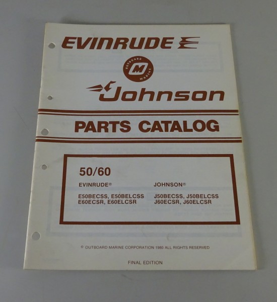 Teilekatalog OMC Evinrude Johnson Outboards 50 / 60 PS Models von 1980
