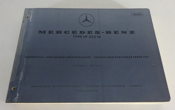 Teilekatalog / Parts Catalog Mercedes-Benz LKW Typ LP 333/16 von 12/1960 (30021)