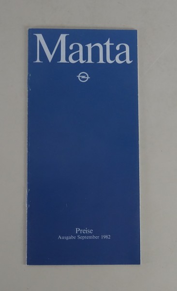 Broschüre Preisliste / Preise Opel Manta B Stand 09/1982