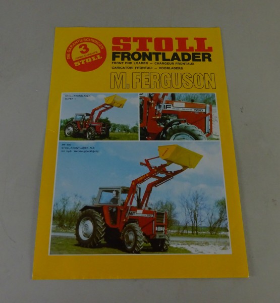Prospektblatt Stoll Frontlader ALS / ALN / SUPER 1 für MF-Schlepper von 12/1977