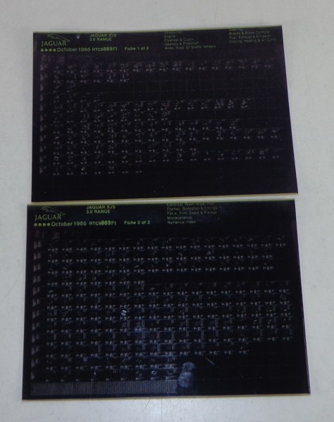 Microfich Teilekatalog / Spare Parts List Jaguar XJS 3.6 Stand 10/1985