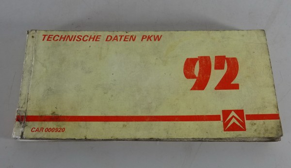 Technische Information / Datenbuch Citroen AX / Visa / BX / XM Stand 1992