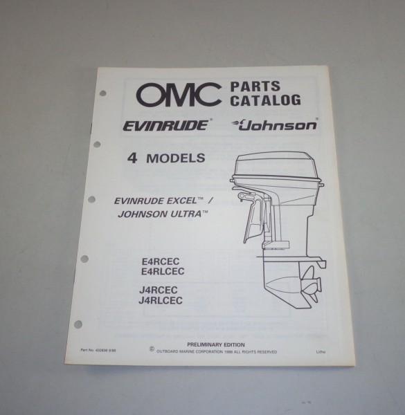 Teilekatalog / Parts List Johnson Evinrude Außenborder 4 Models ab E4RCEC 09/88