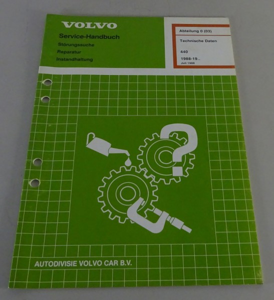 Werkstatthandbuch Volvo 440 Technische Daten ab Baujahr 1988 Stand 07/1988