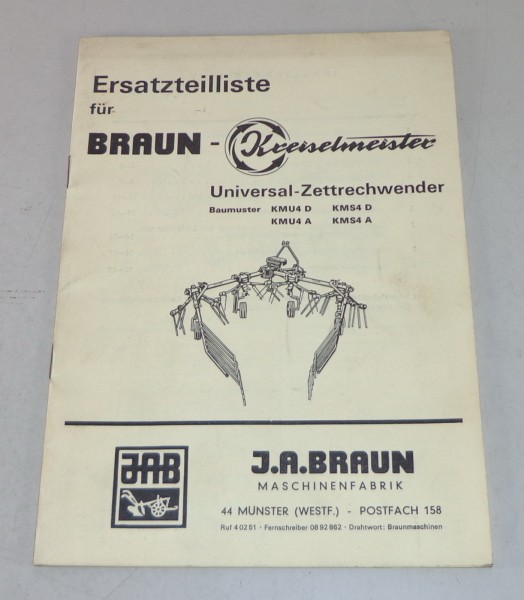 Teilekatalog Braun Kreiselmeister Universal Zettrechenwender KMU4 D/A / KMS4 D/A