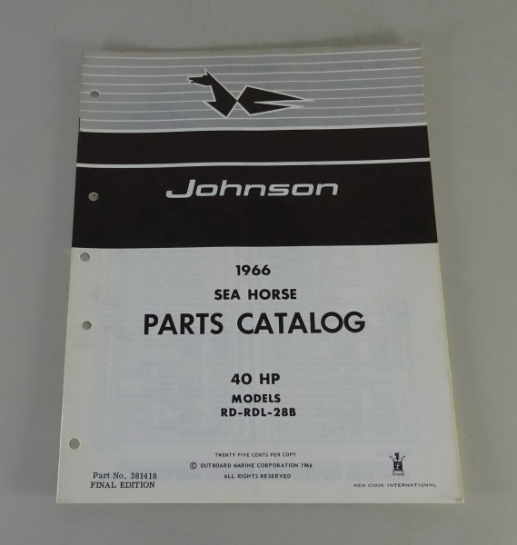 Teilekatalog OMC Johnson Outboards / Außenborder 40 PS Models Stand 1966
