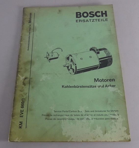 Teilekatalog Bosch Motoren, Kohlebürstensätze und Anker Stand 01/1971