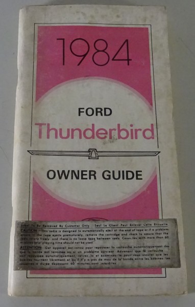 Betriebsanleitung / Owner´s Manual Ford Thunderbird | Aero Bird | Stand 07/1983