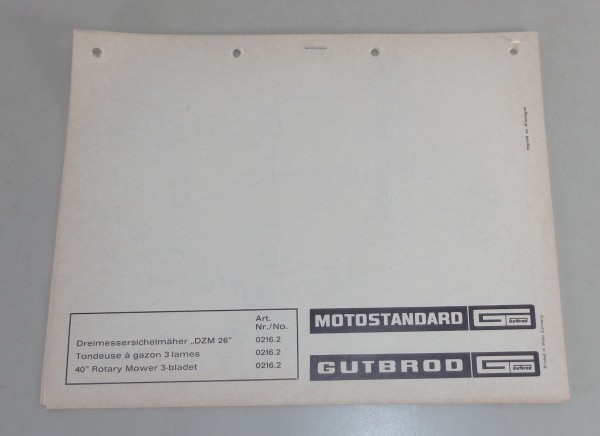 Teilekatalog / Parts list Gutbrod Dreimessersichelmäher DZM 26