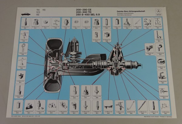 Schnittbild Mercedes-Benz Hinterachsaufhängung für W114, W115, W123, W116 4/1979
