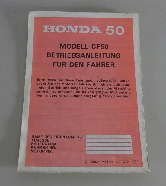 Betriebsanleitung / Handbuch Honda CF 50 von 1974