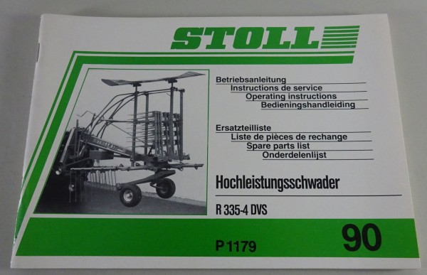 Teilekatalog / Betriebsanleitung Stoll Hochleistungsschwader R 335-4 DVS 1990