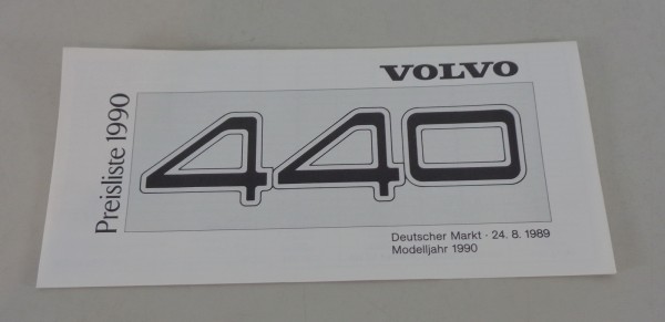 Preisliste / Faltblatt Volvo 440 GL / Inj. / GLT Inj. / Turbo Modelljahr 1990