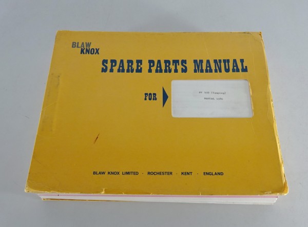 Teilekatalog / Parts Catalog Blaw Knox Strassenfertiger PF 90D von ca. 1990