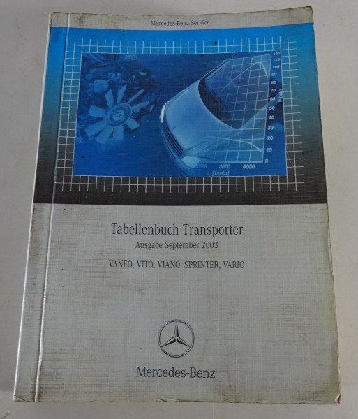 Tabellenbuch Mercedes Benz Vaneo, Vito, Viano, Sprinter und Vario Ausgabe 9/2003